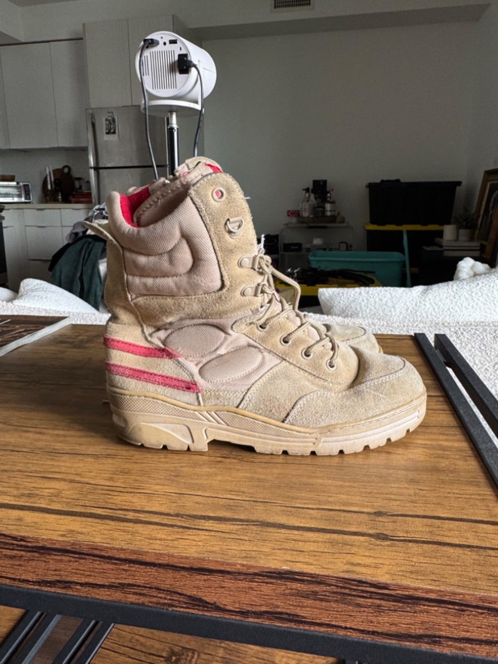 Military Combat Boots Suede Desert Sand Padded Detail
